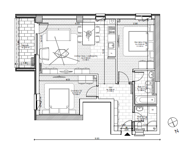 vand apartament nou 3 camere, in ansamblu rezidential, zona tipografilor